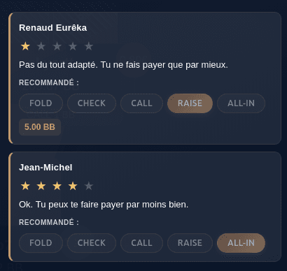 Aperçu du panneau Avis d'Eurêka Poker